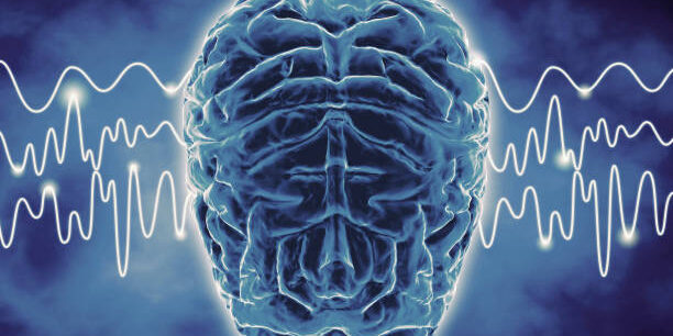 Brain waves, thoughts, meditation, relax concept illustration.