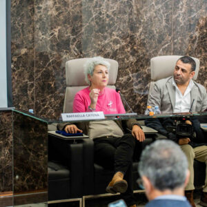 Geomedical - Progetto Onco-Fisiotonik - La fisioterapista e Presidente dell'associazione "Vivere Donna", Maria Raffaella Catena e il CEO di Geomedical Giuseppe Labanca